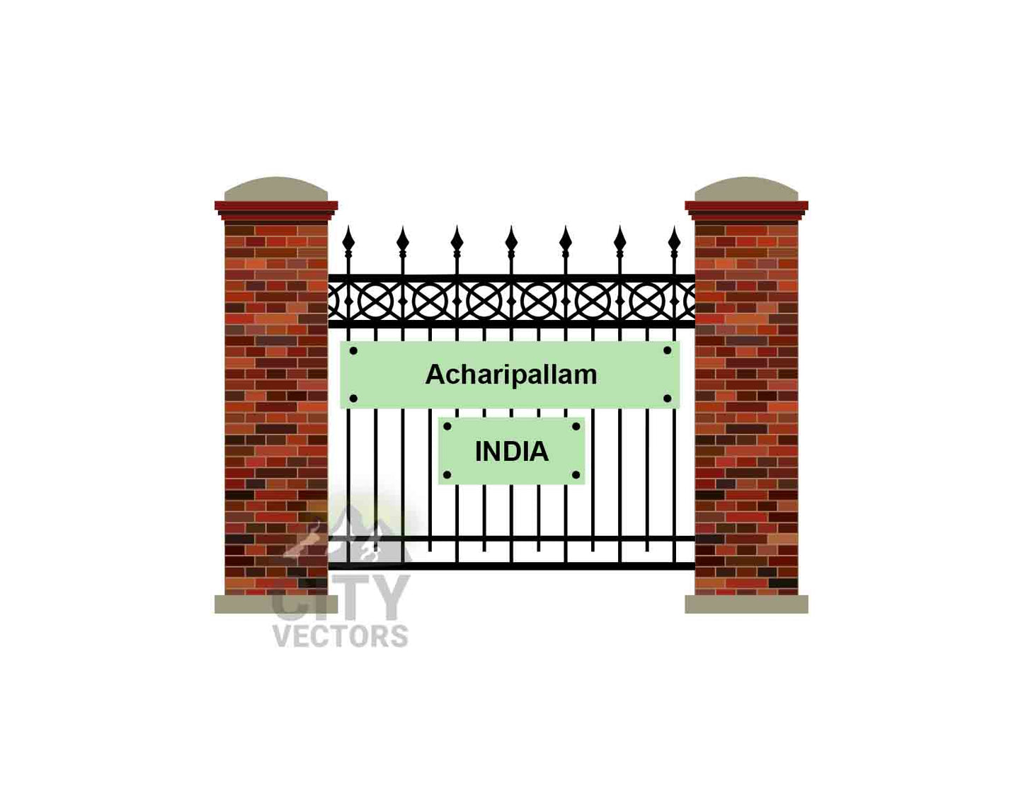 Acharipallam City (India) Fence Vector Illustration