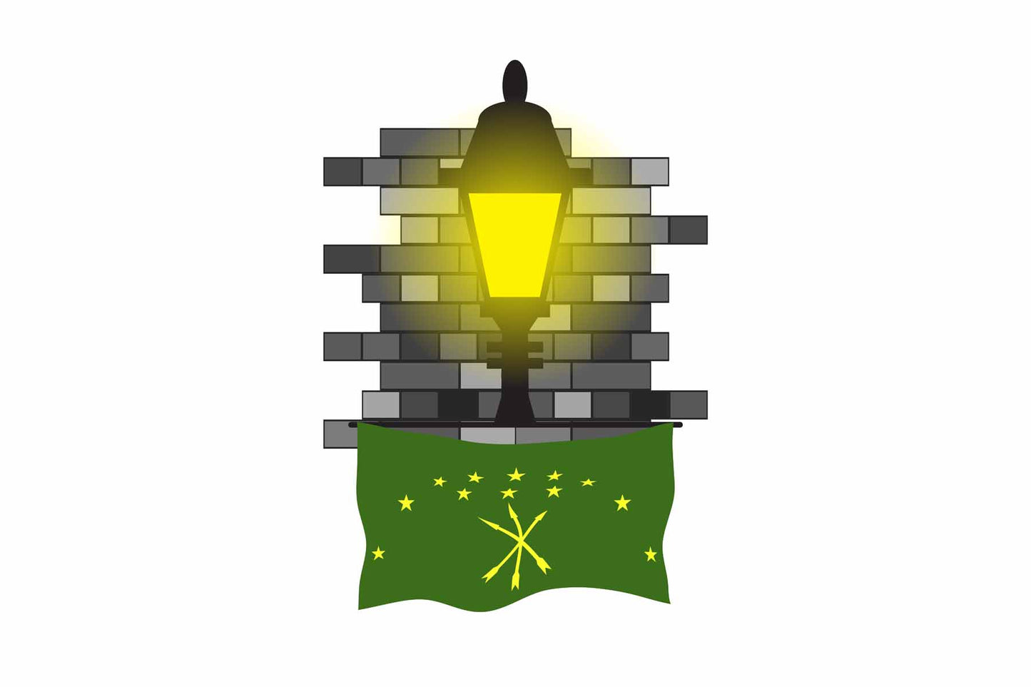 Adygea Flag Street Lamp Bricks Vector Illustration
