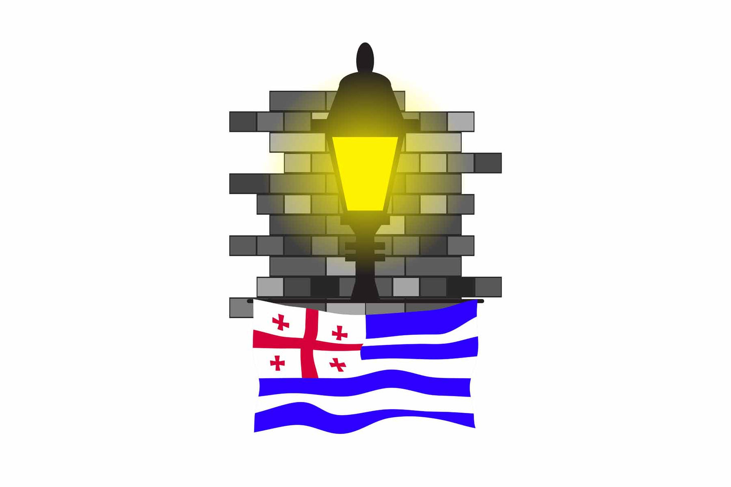 Ajaria Flag Street Lamp Bricks Vector Illustration