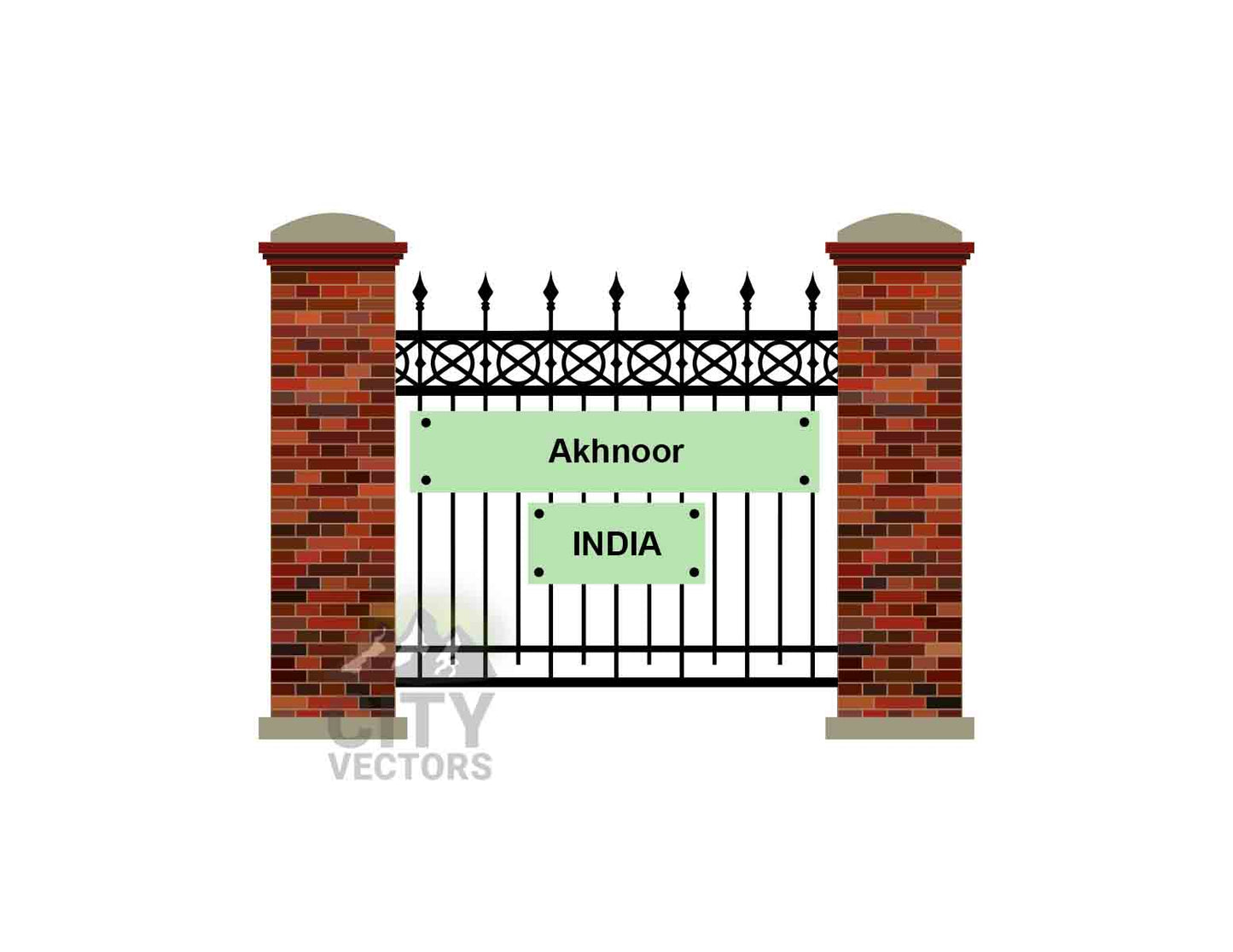 Akhnoor City (India) Fence Vector Illustration