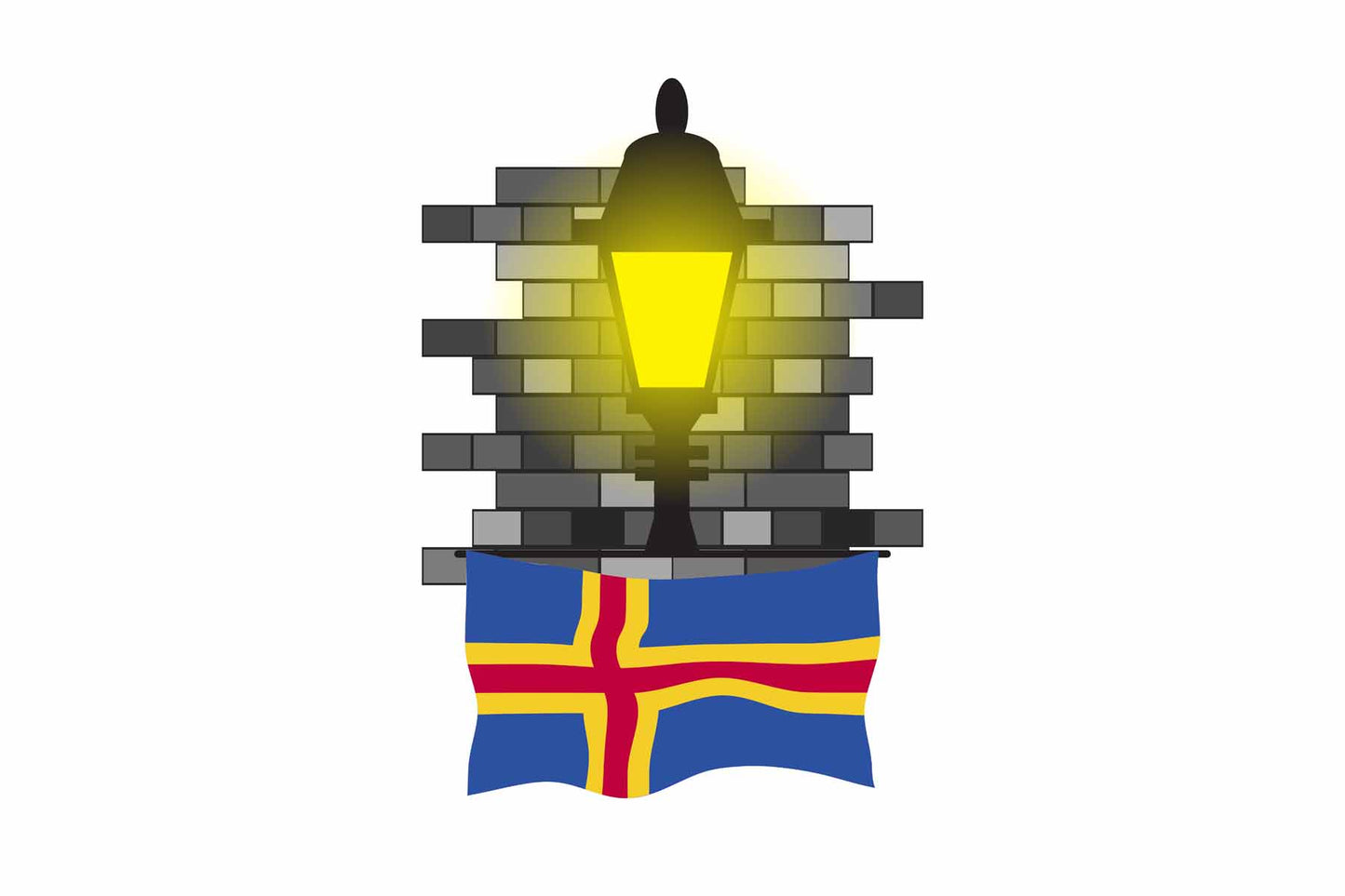 Aland Flag Street Lamp Bricks Vector Illustration