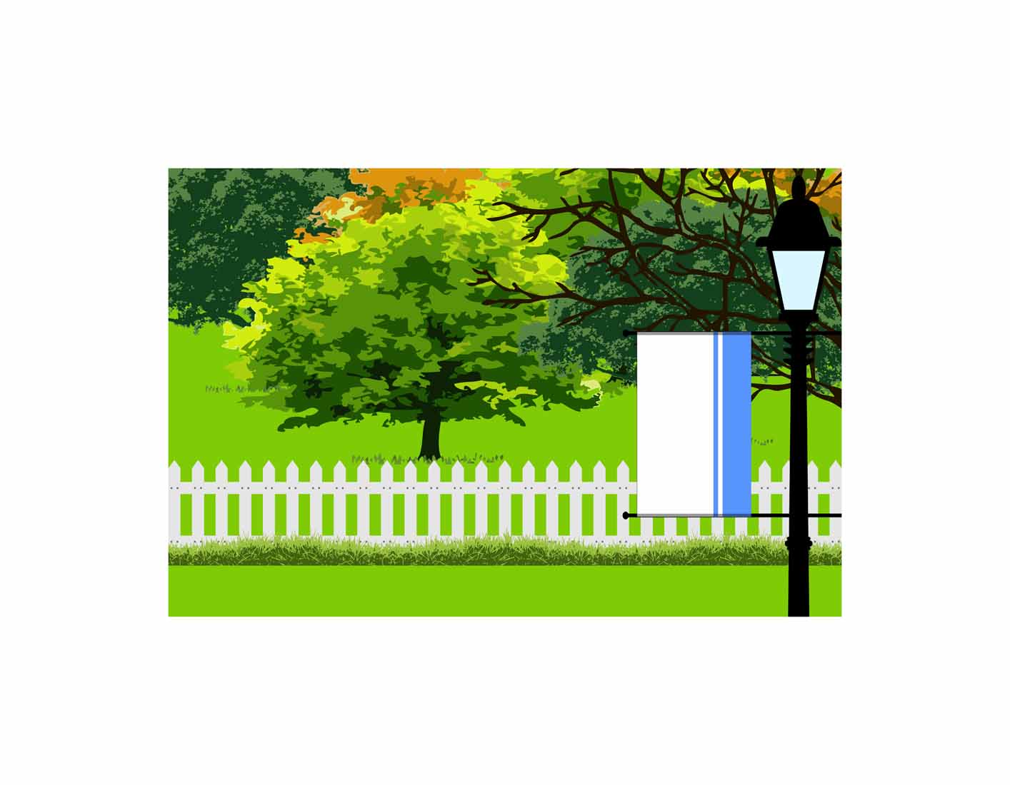 Altai Republic Trees Street Lamp Vector Illustration