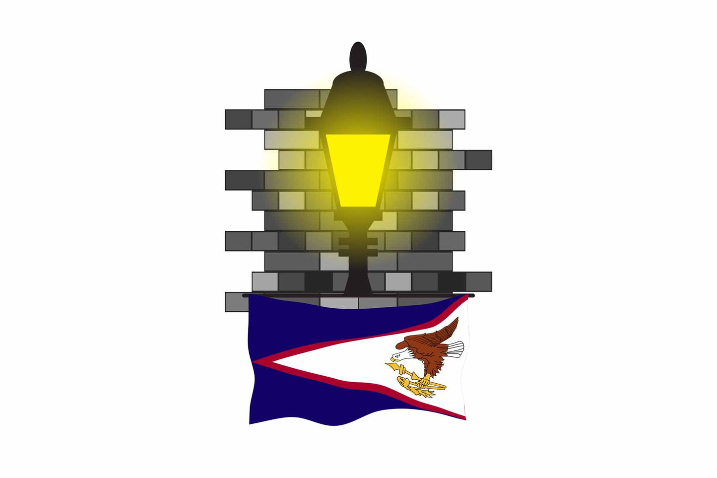 American Samoa World Street Lamp Bricks Dark Night Vector Illustrations | Moonlit Urban Landscape Collection