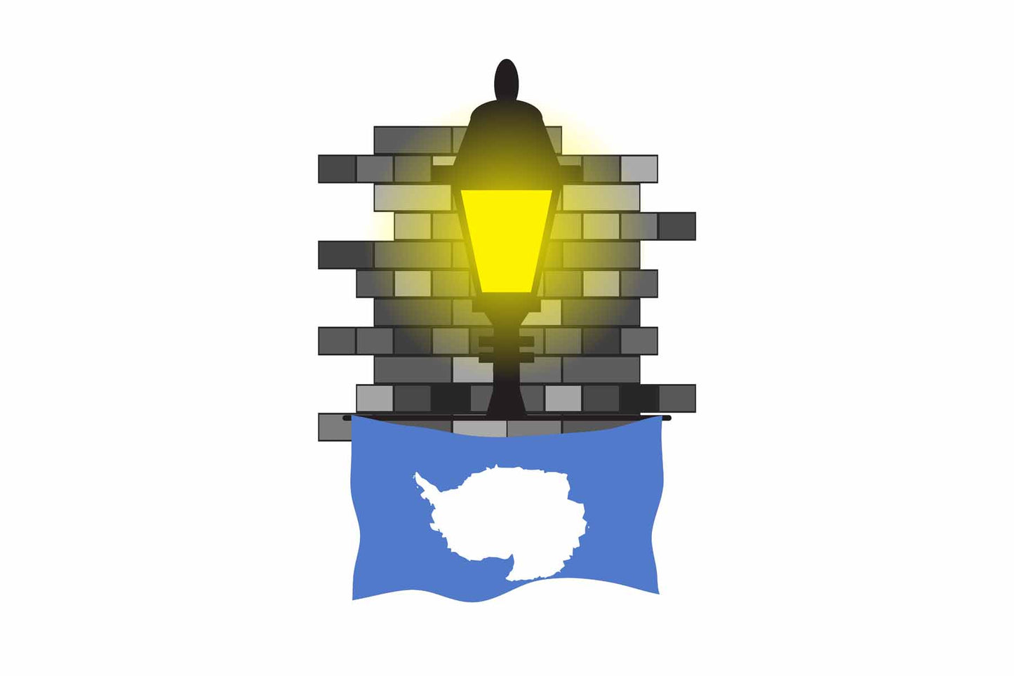 Antarctica Flag Street Lamp Bricks Vector Illustration