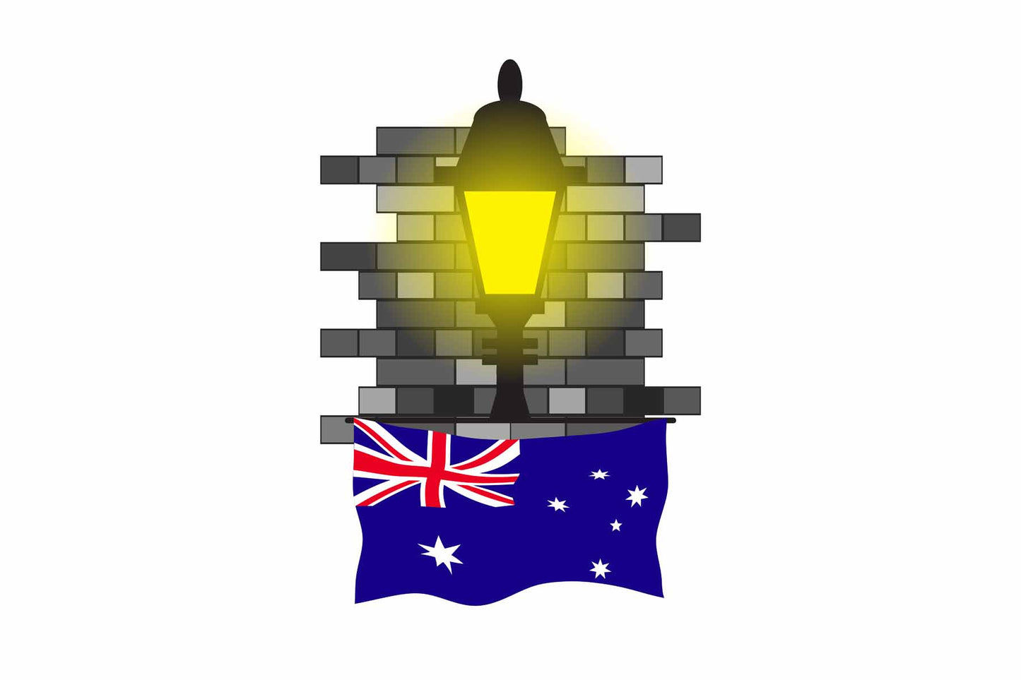 Australia Flag Street Lamp Bricks Vector Illustration