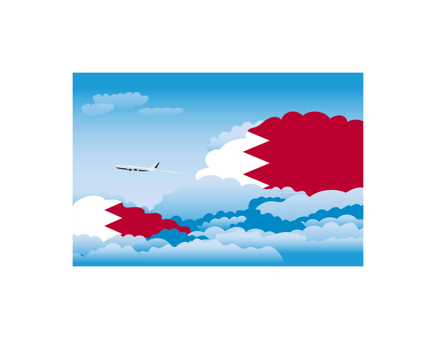 Bahrain Airplane Day Clouds Vector Illustration | Travel & Aviation Sky Scene