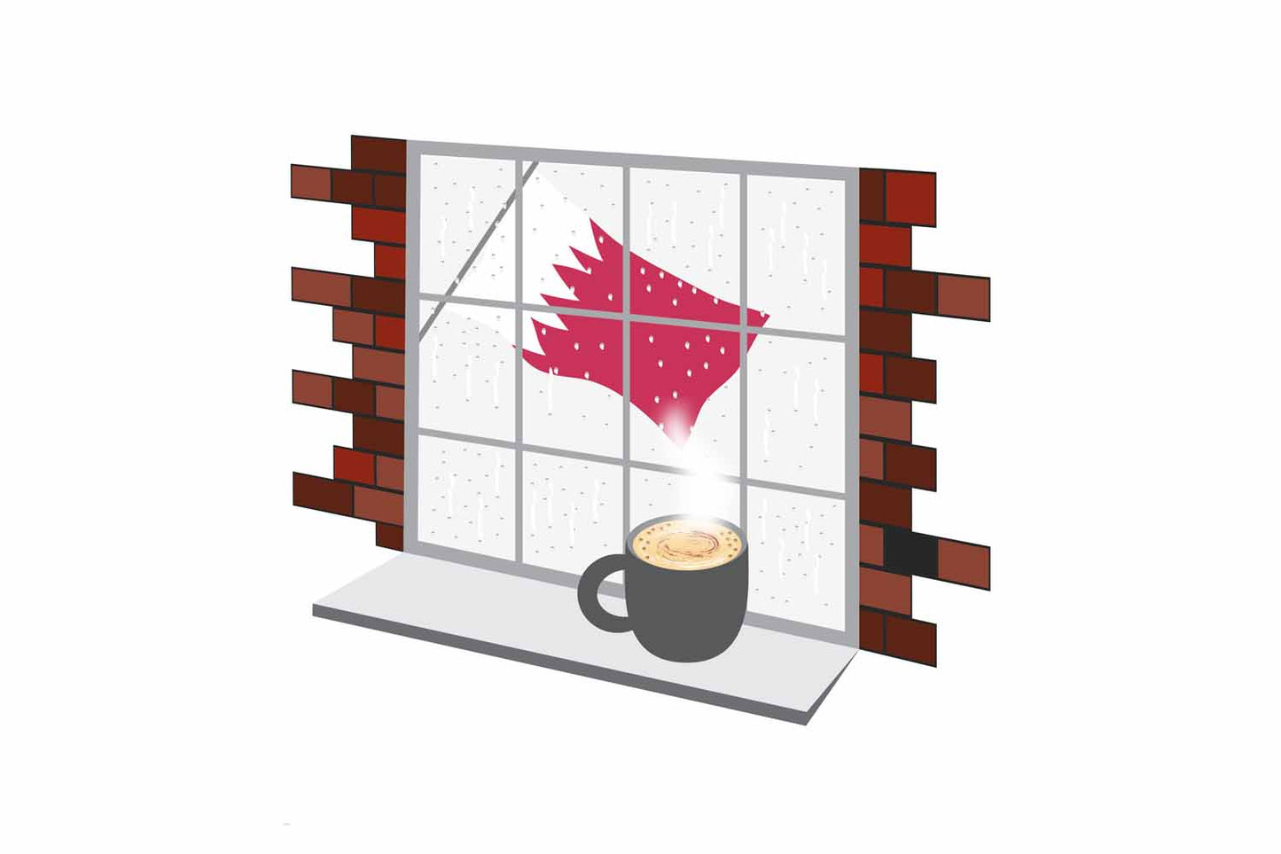 Bahrain Coffee Rain Window Vector Illustration | Cozy Café Scene