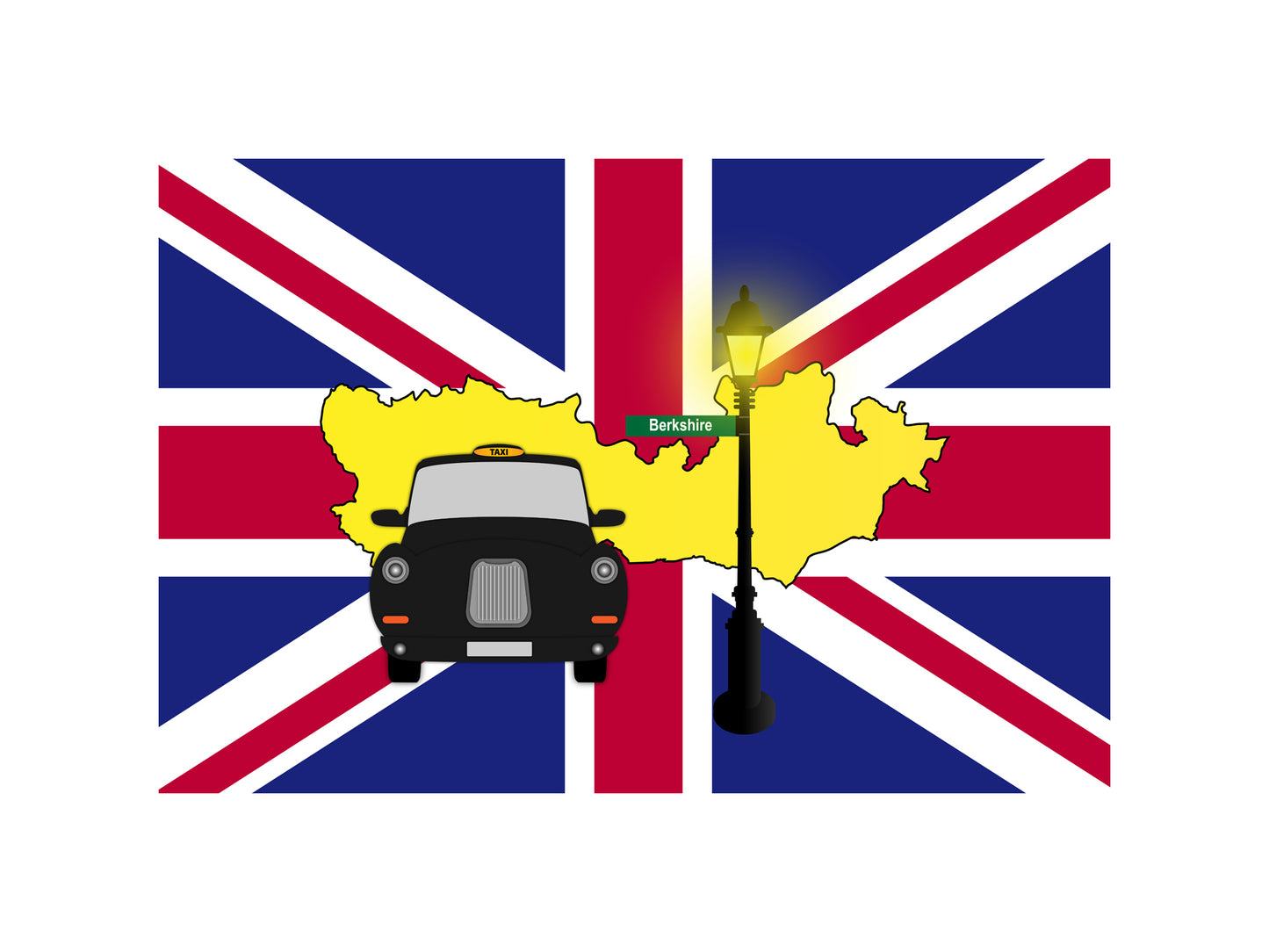 Berkshire United Kingdom Black Taxi Vector Illustrations | Iconic London Taxi Collection