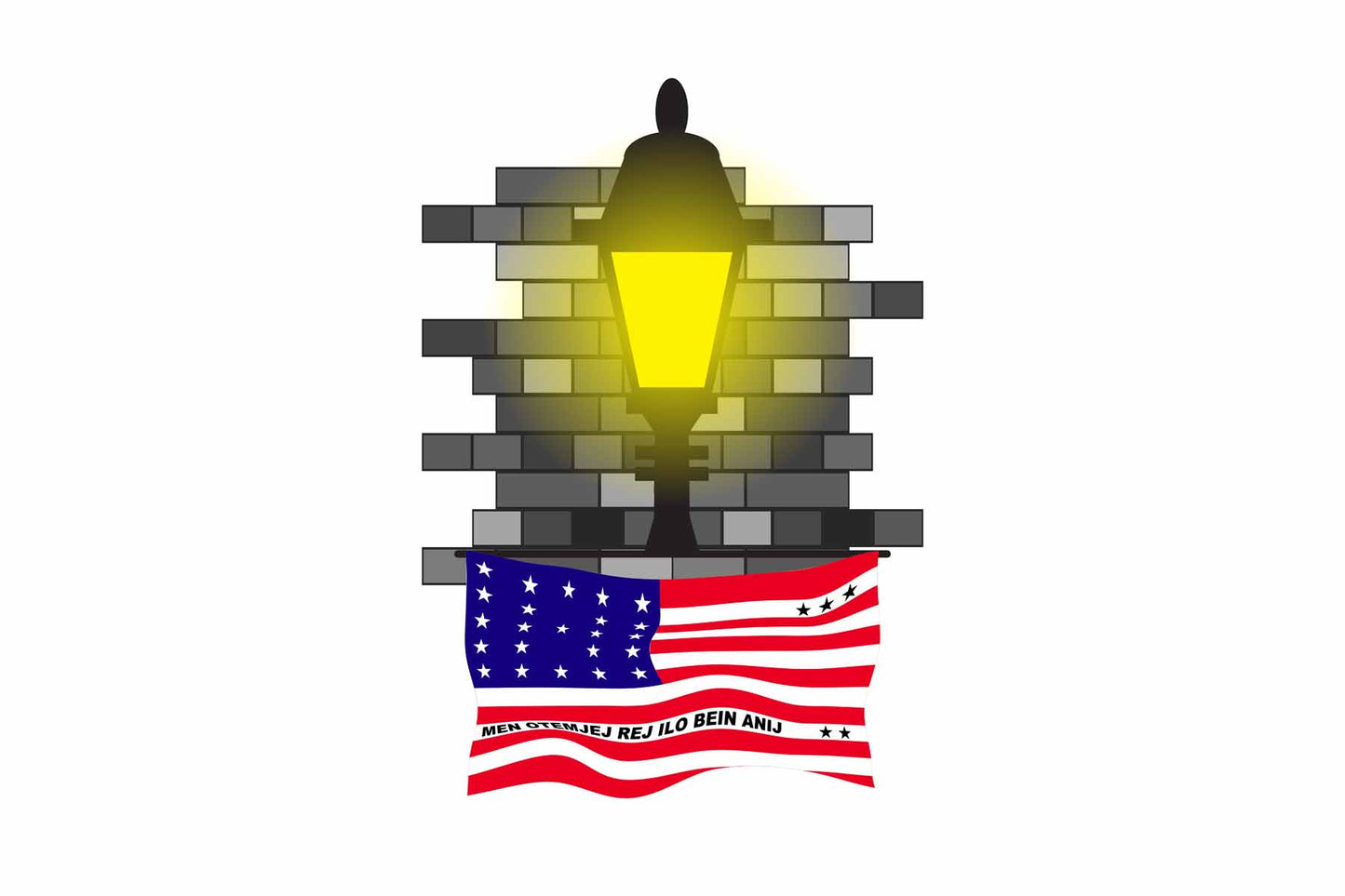 Bikini Atoll Flag Street Lamp Bricks Vector Illustration