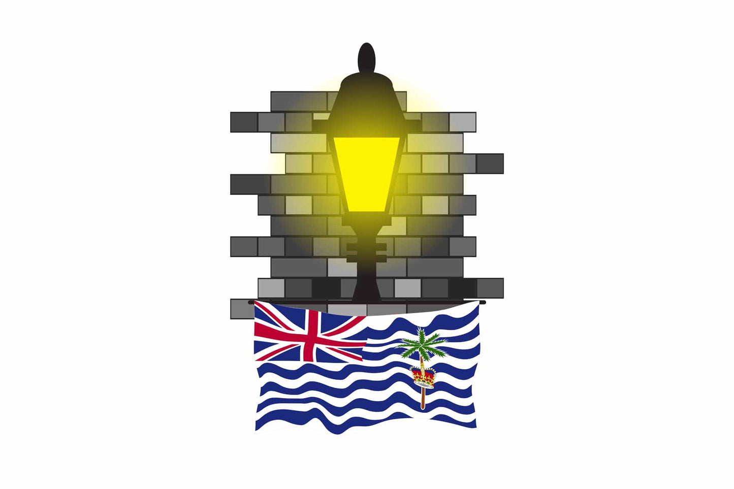 British Indian Ocean Territory World Street Lamp Bricks Dark Night Vector Illustrations | Moonlit Urban Landscape Collection