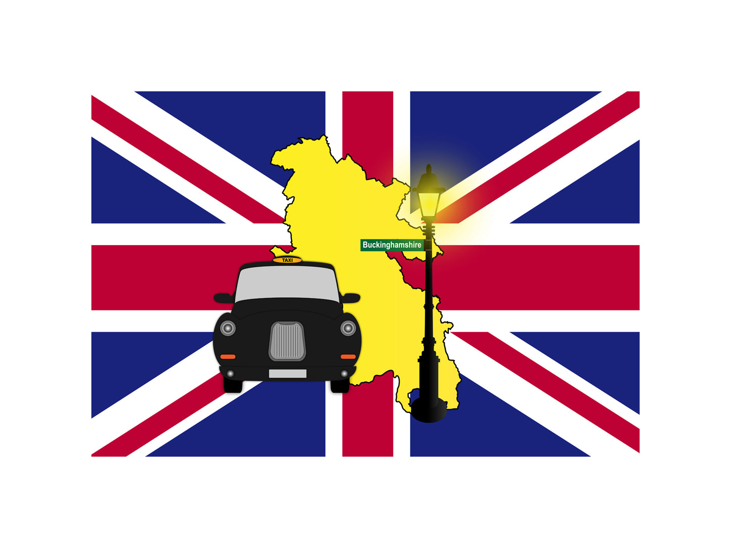 Buckinghamshire United Kingdom Black Taxi Vector Illustrations | Iconic London Taxi Collection