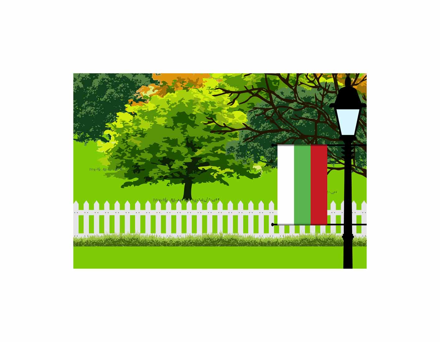 Bulgaria Trees Street Lamp Vector Illustration