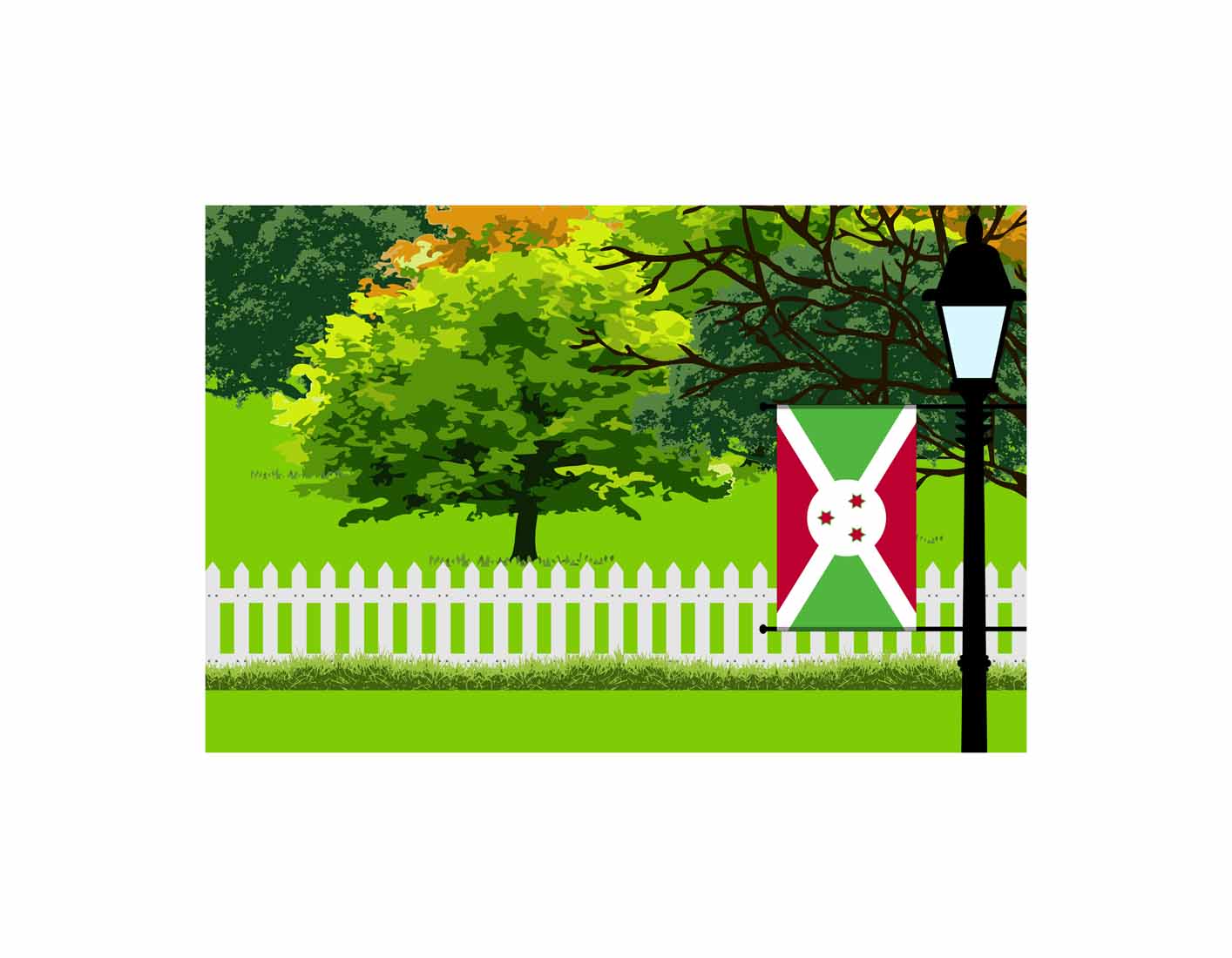 Burundi Home Town Trees Landscape Moon Night Vector Illustrations