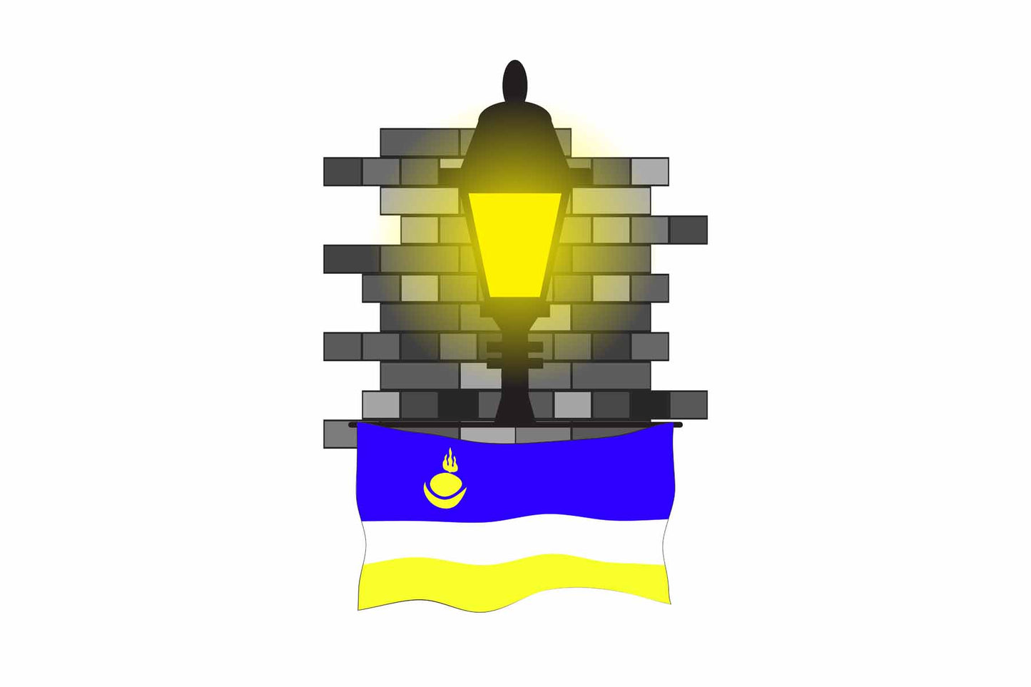 Buryatia World Street Lamp Bricks Dark Night Vector Illustrations | Moonlit Urban Landscape Collection