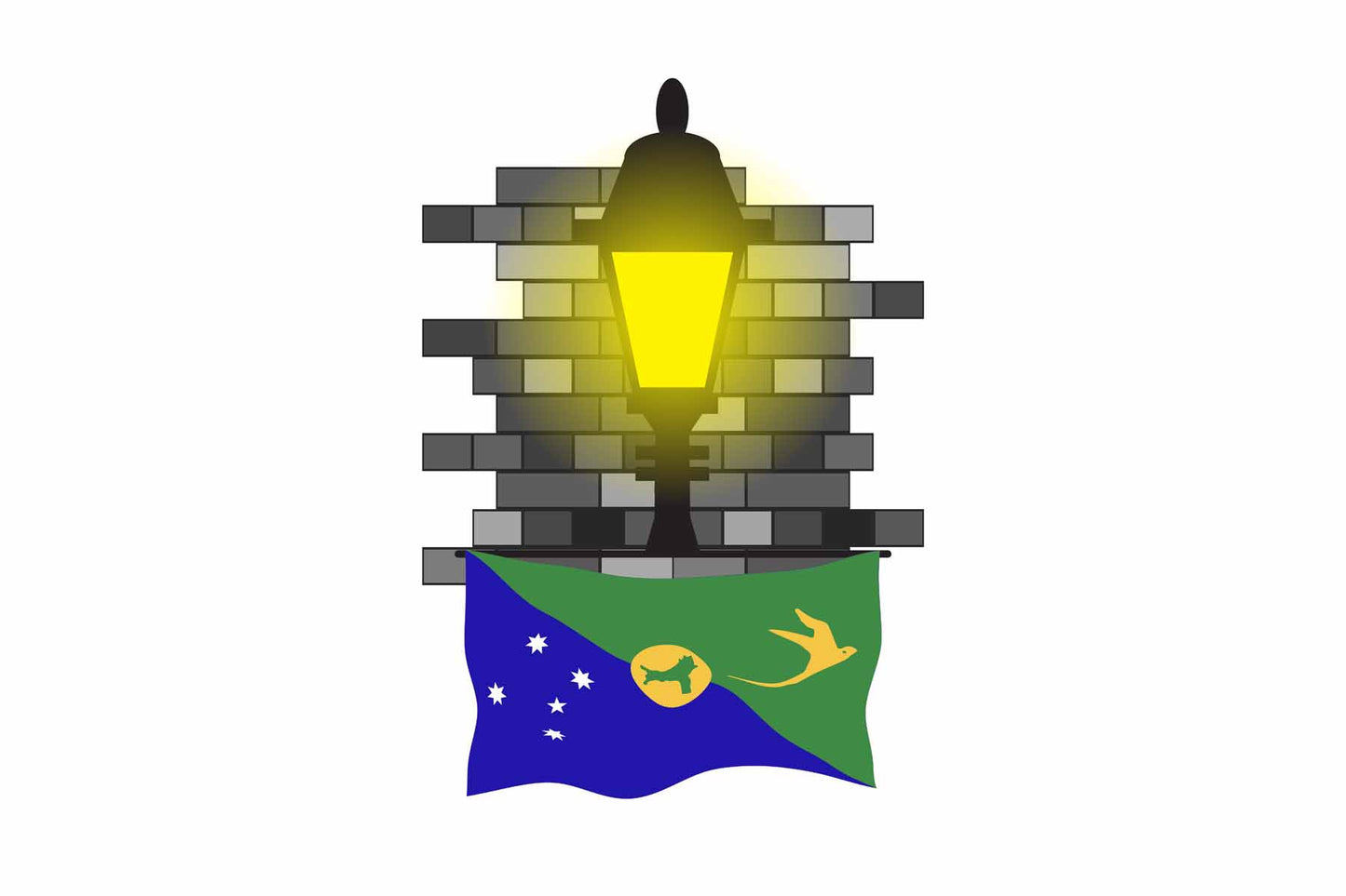 Christmas Island World Street Lamp Bricks Dark Night Vector Illustrations | Moonlit Urban Landscape Collection