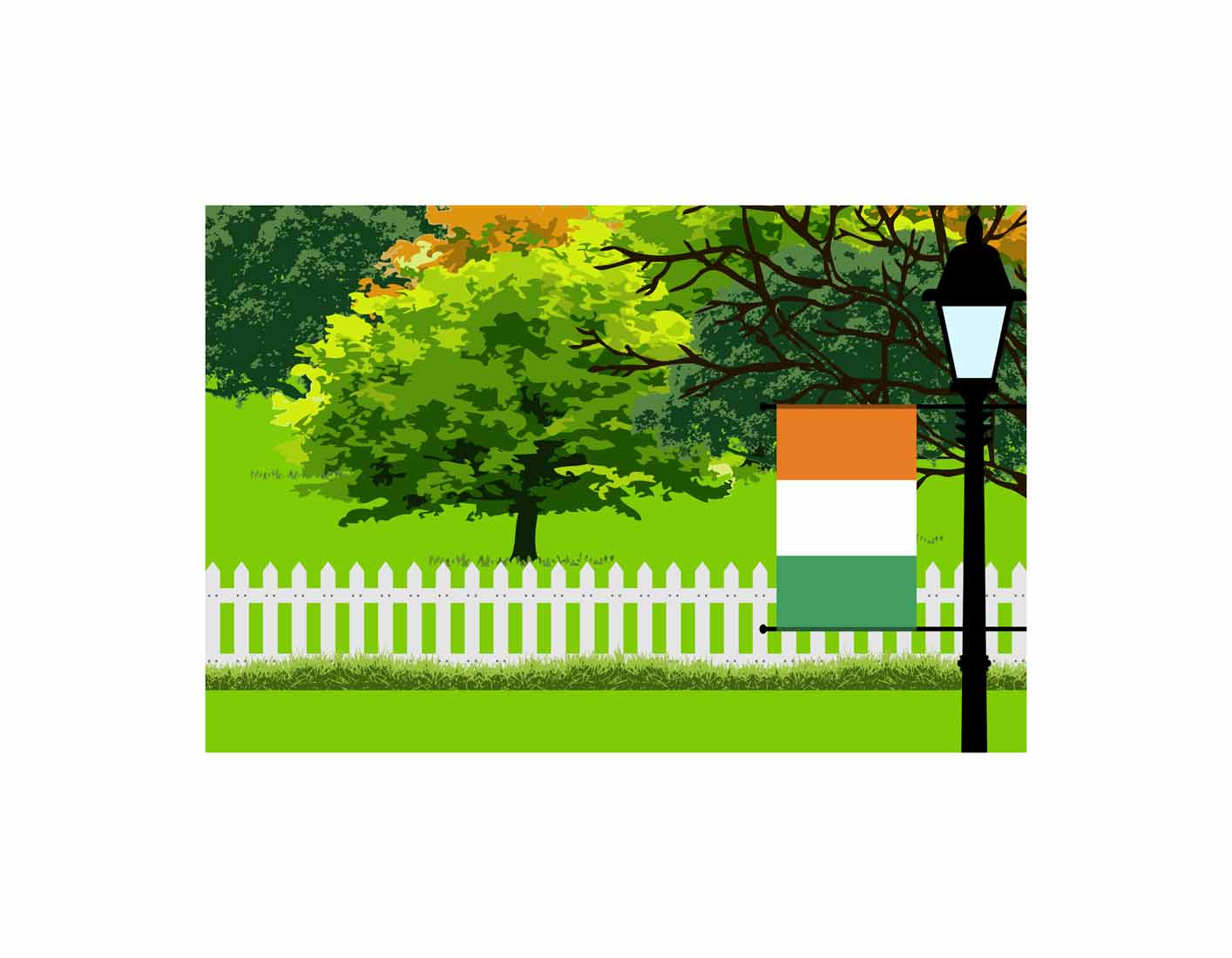 Cote D'Ivoire Trees Street Lamp Vector Illustration