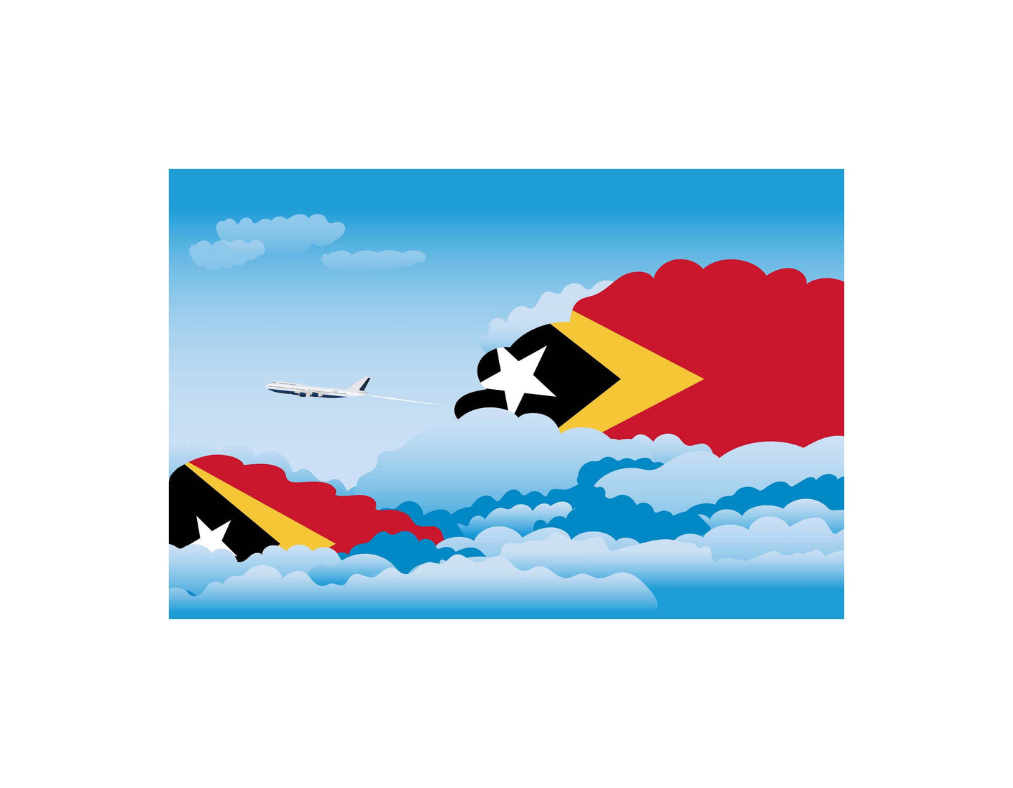 Easter Island Rapa Nui Airplane Day Clouds Vector Illustration | Travel & Aviation Sky Scene