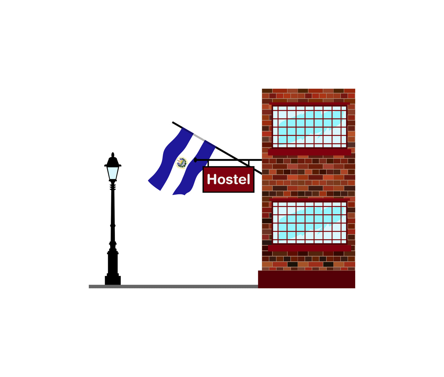 El Salvador World Hostels Vector Illustrations | Hostel Buildings & Accommodation Collection