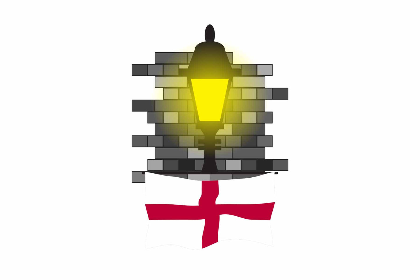 England Flag Street Lamp Bricks Vector Illustration