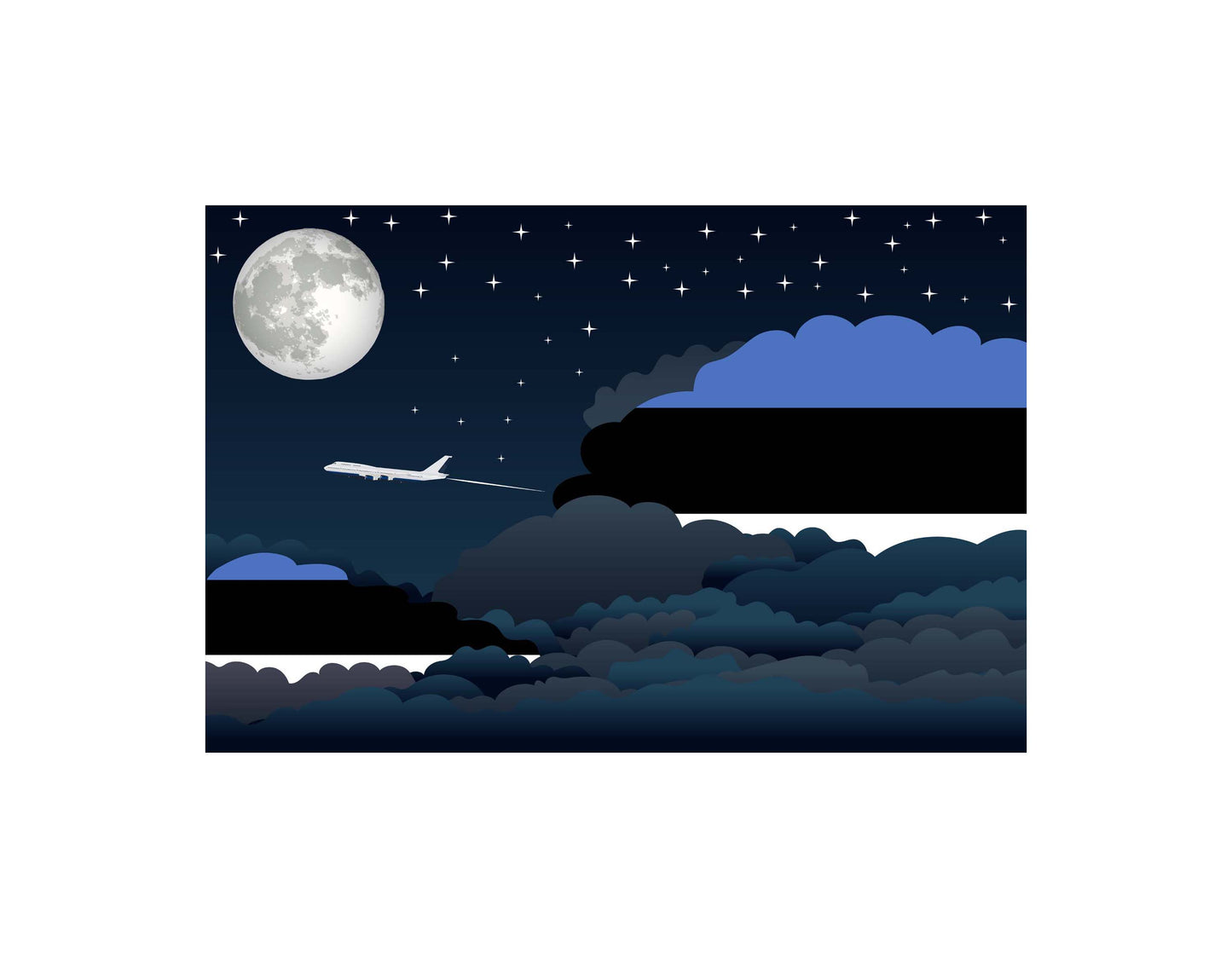Estonia Airplane Night Clouds Vector Illustrations | Aviation Night Sky Collection