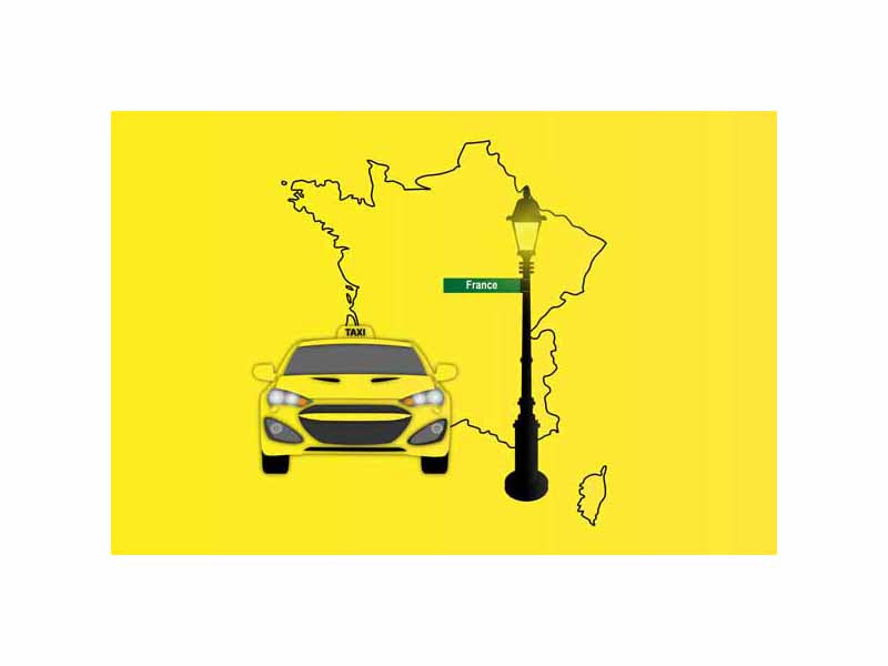 France Taxi Yellow Vector Illustration