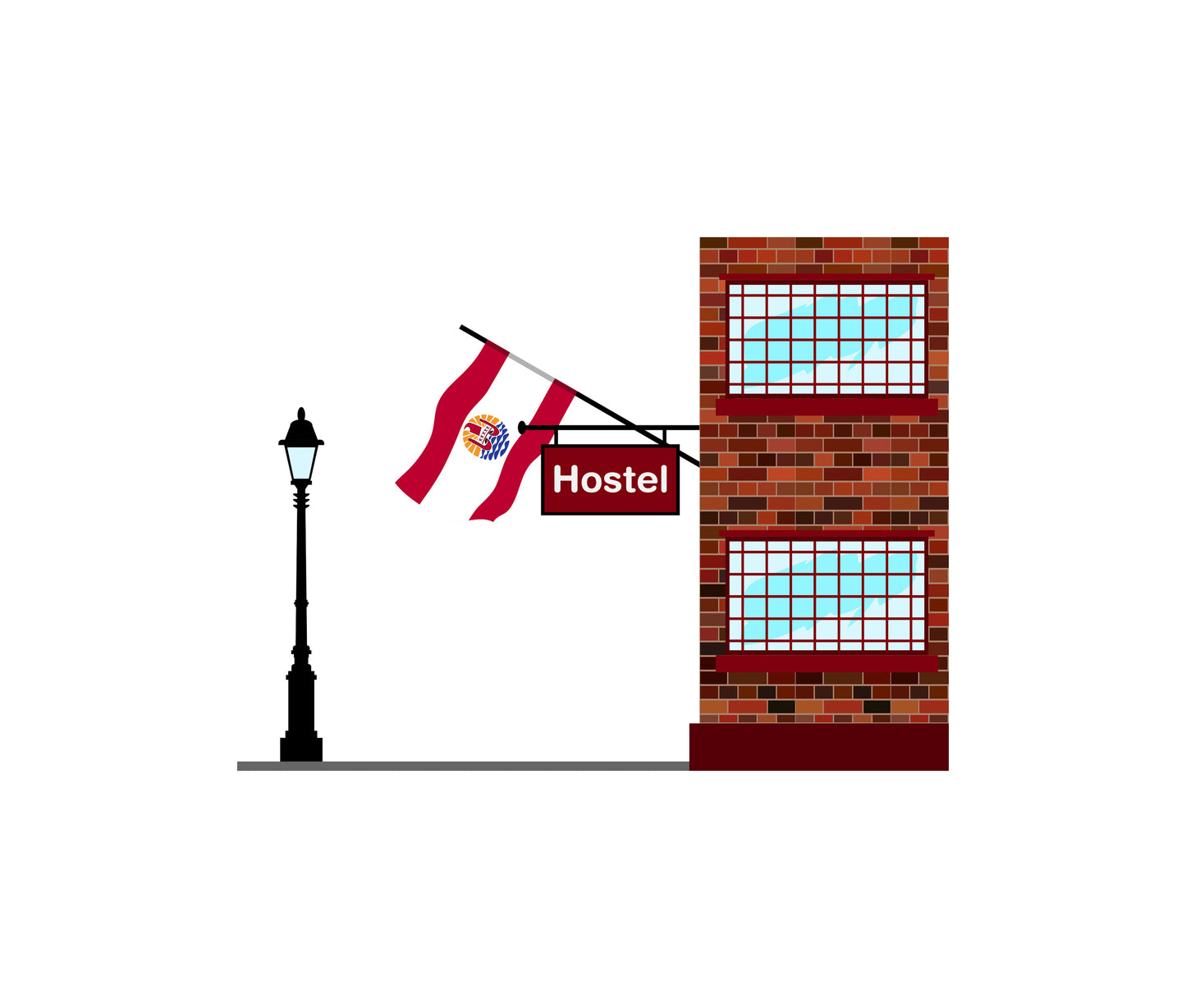 French Polynesia Hostels Hotel Vector Illustration