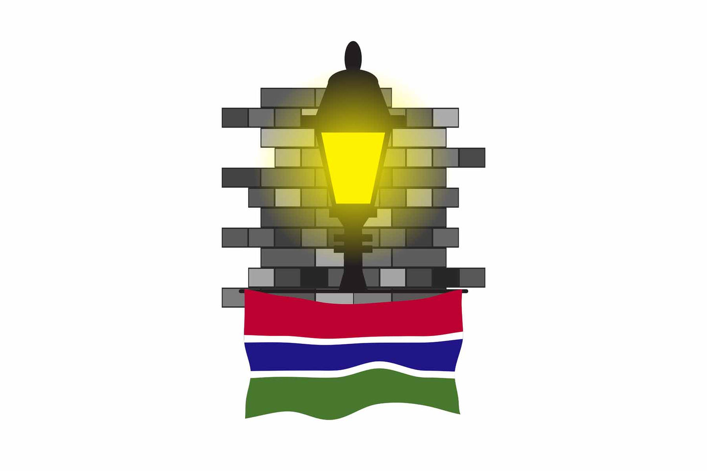 Gambia World Street Lamp Bricks Dark Night Vector Illustrations | Moonlit Urban Landscape Collection