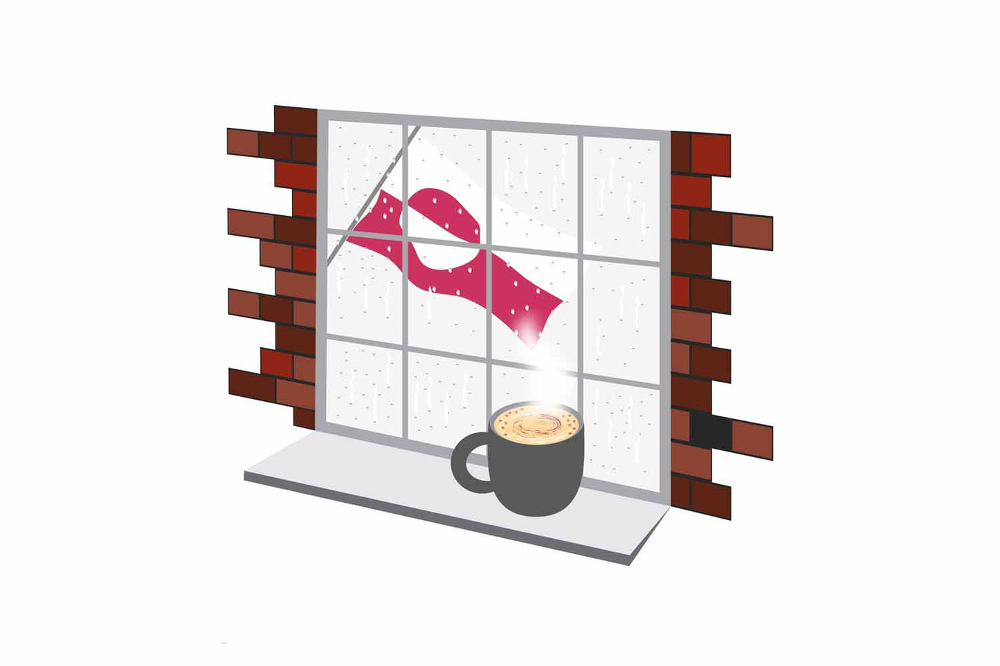 Greenland Coffee Rain Window Vector Illustration | Cozy Café Scene