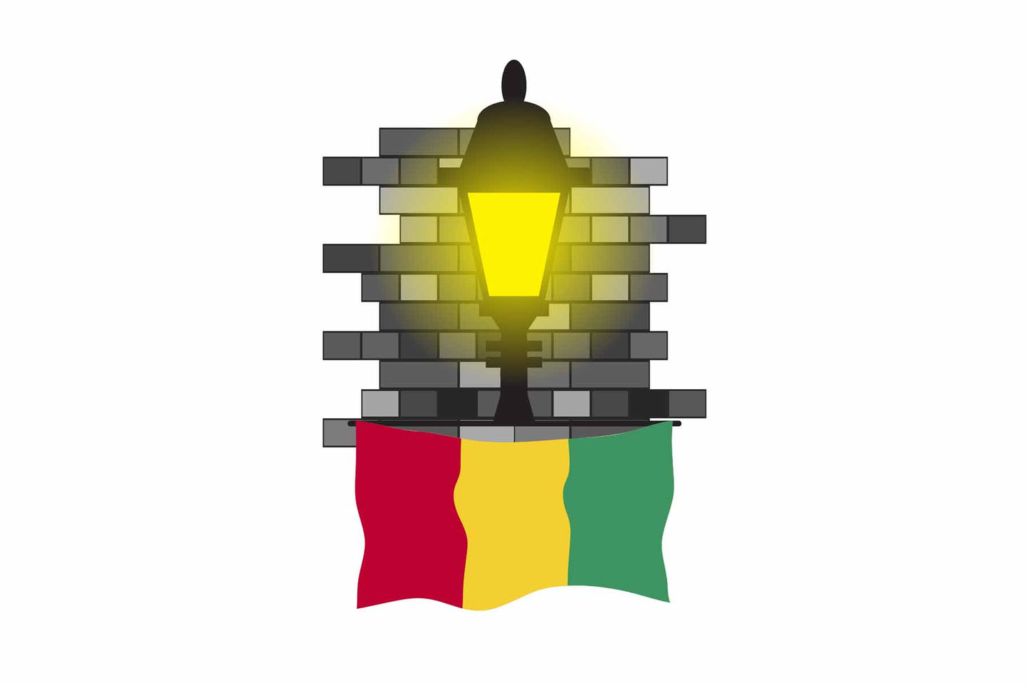 Guinea Flag Street Lamp Bricks Vector Illustration