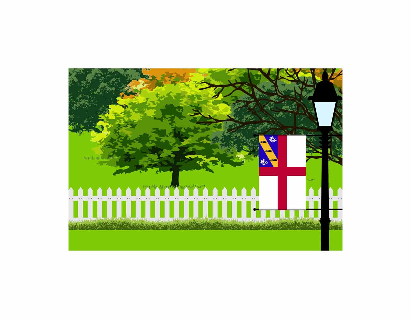 Herm Trees Street Lamp Vector Illustration