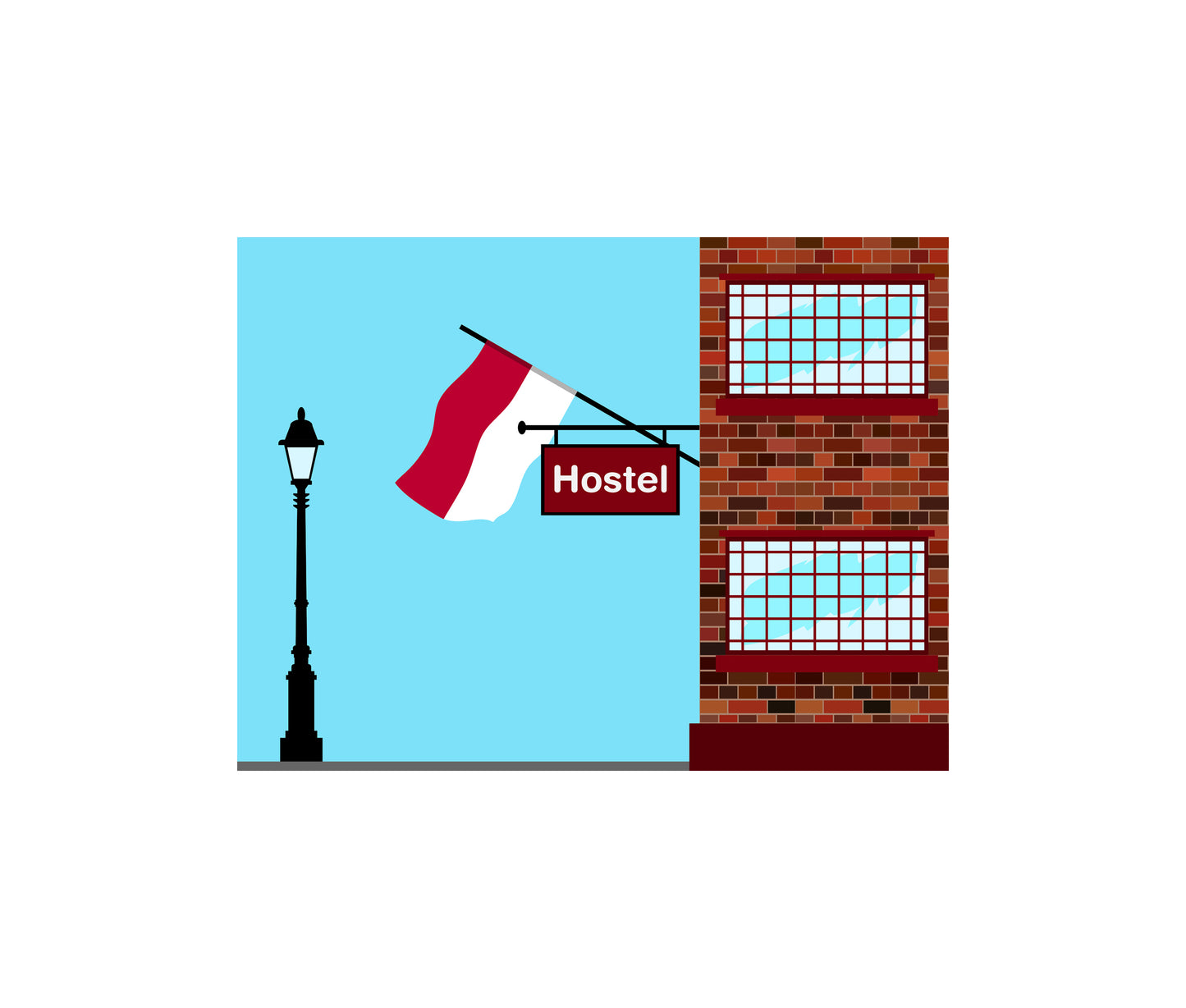 Indonesia Hostels Hotel Vector Illustration