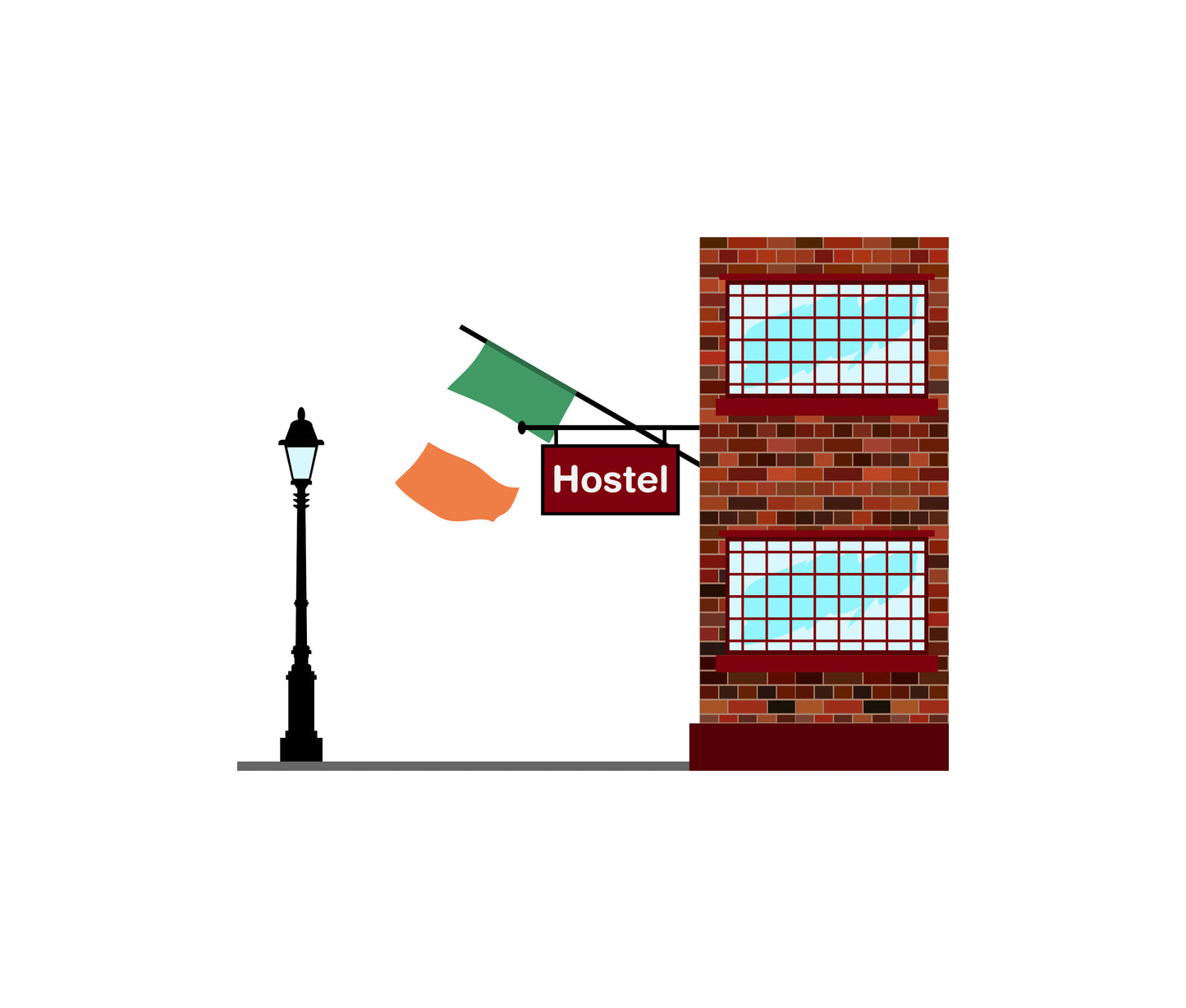 Ireland World Hostels Vector Illustrations | Hostel Buildings & Accommodation Collection