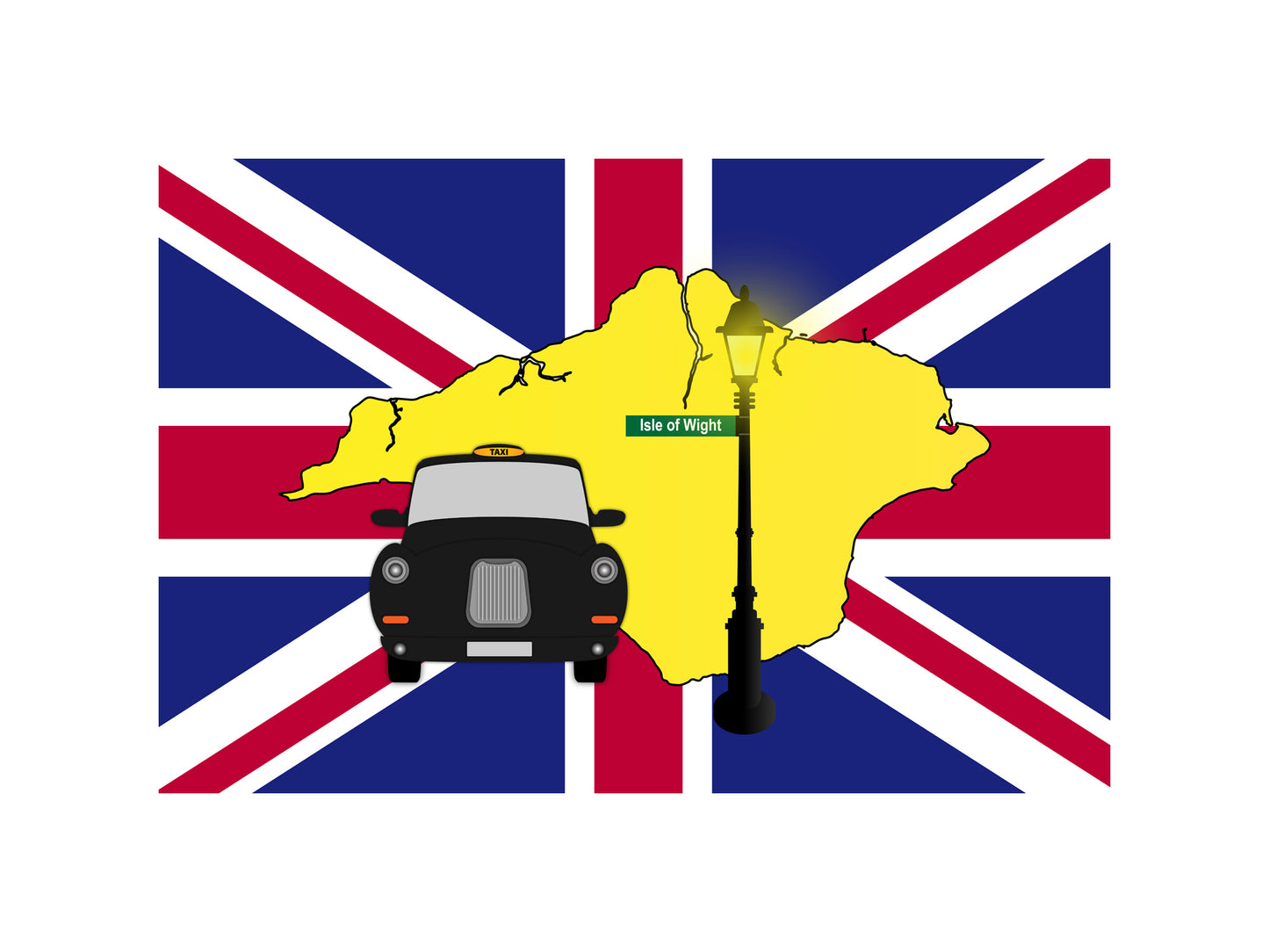 Isle of Wight United Kingdom Black Taxi Vector Illustrations | Iconic London Taxi Collection