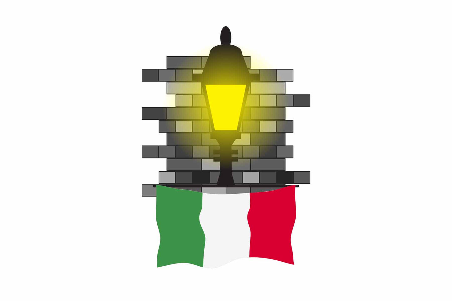 Italy Flag Street Lamp Bricks Vector Illustration