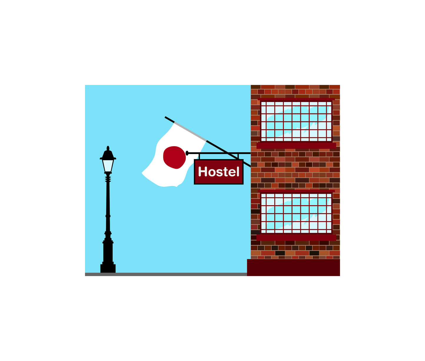 Japan-01 World Hostels Vector Illustrations | Hostel Buildings & Accommodation Collection