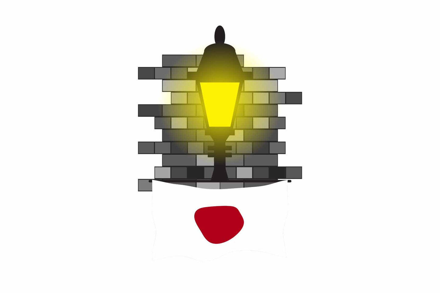 Japan World Street Lamp Bricks Dark Night Vector Illustrations | Moonlit Urban Landscape Collection