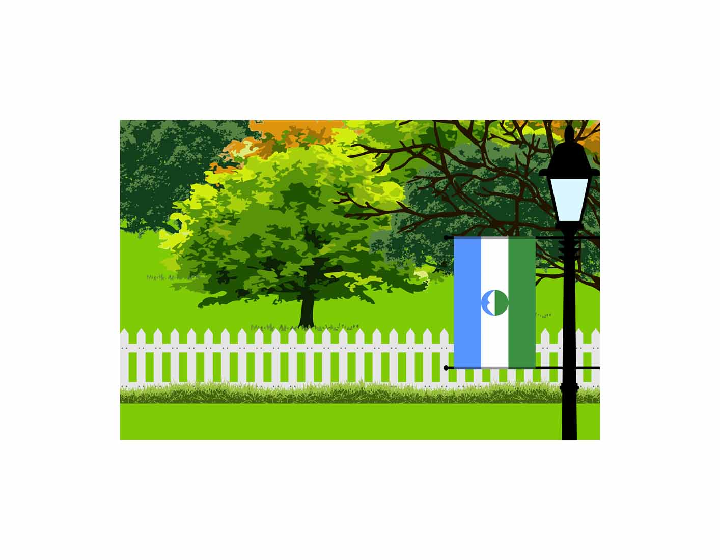 Kabardino Balkaria Home Town Trees Landscape Moon Night Vector Illustrations