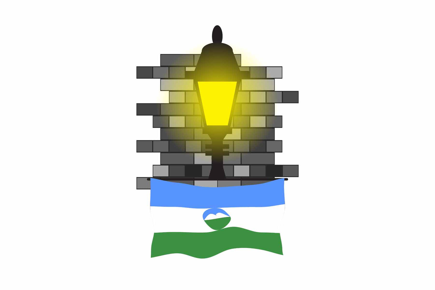 Kabardino Balkaria Flag Street Lamp Bricks Vector Illustration