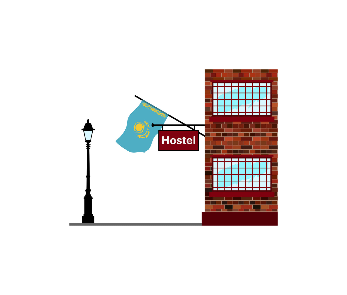 Kazakhstan Hostels Hotel Vector Illustration