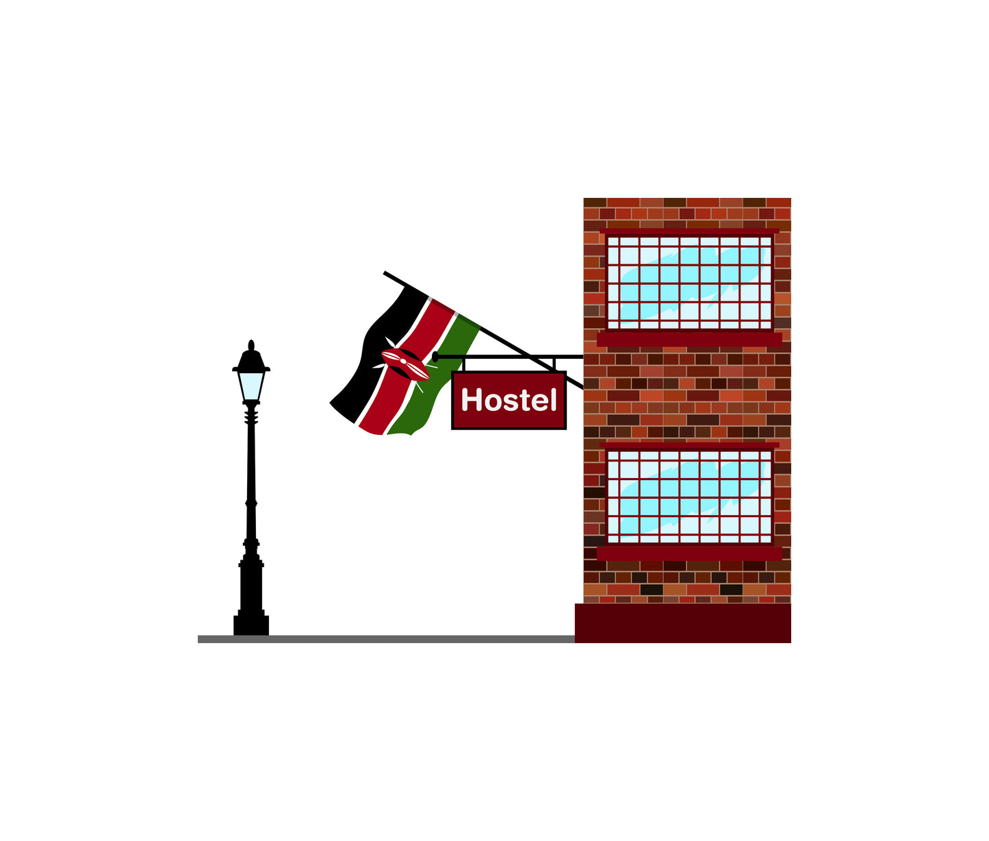 Kenya World Hostels Vector Illustrations | Hostel Buildings & Accommodation Collection