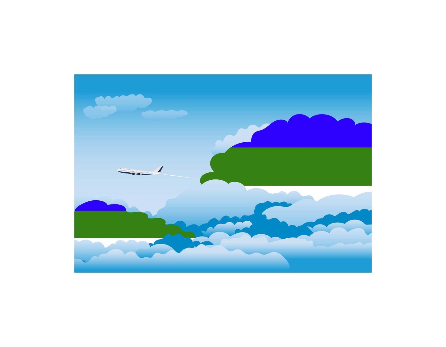 Komi Airplane Day Clouds Vector Illustration | Travel & Aviation Sky Scene