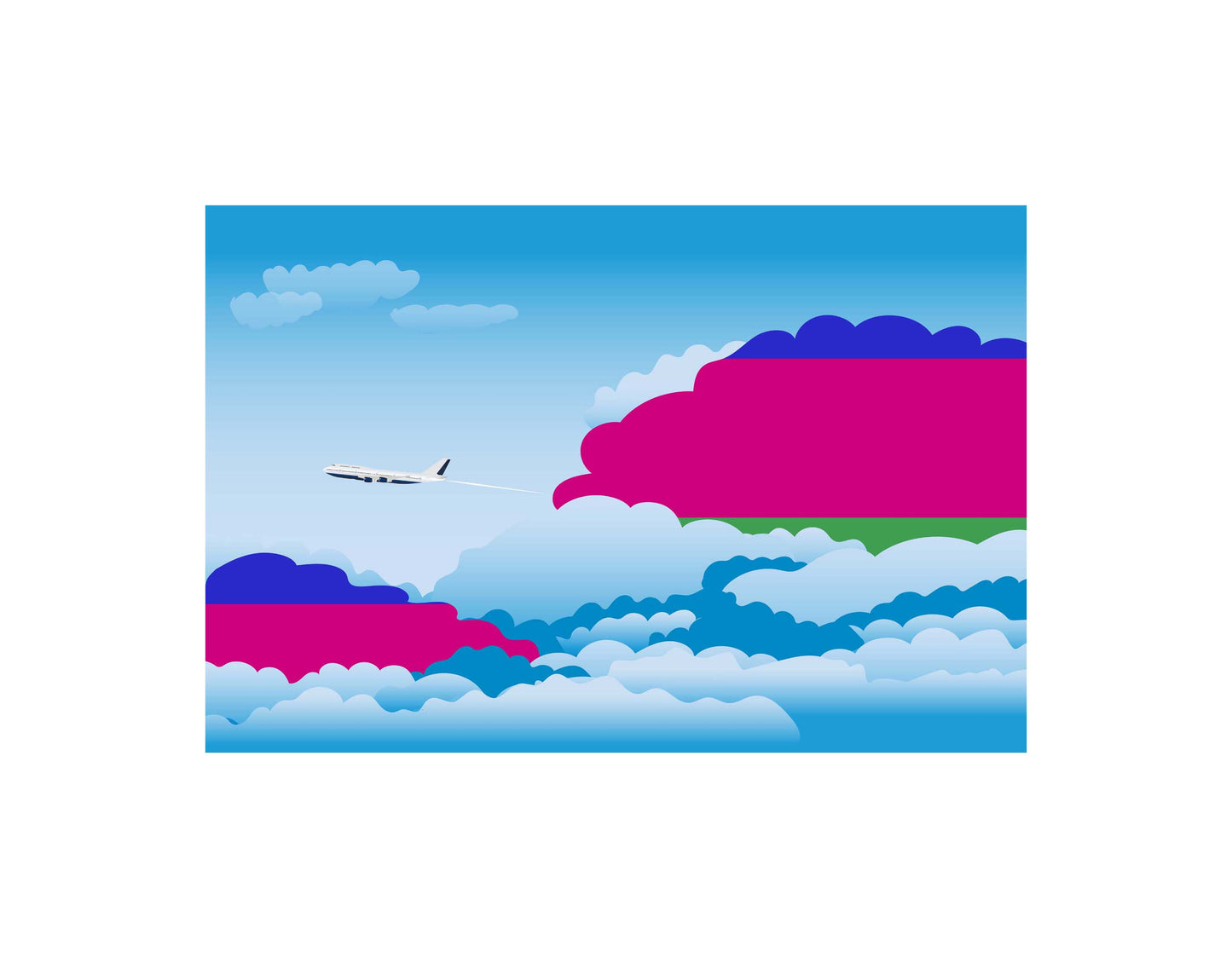 Kuban Peoples Republic Airplane Day Clouds Vector Illustration | Travel & Aviation Sky Scene