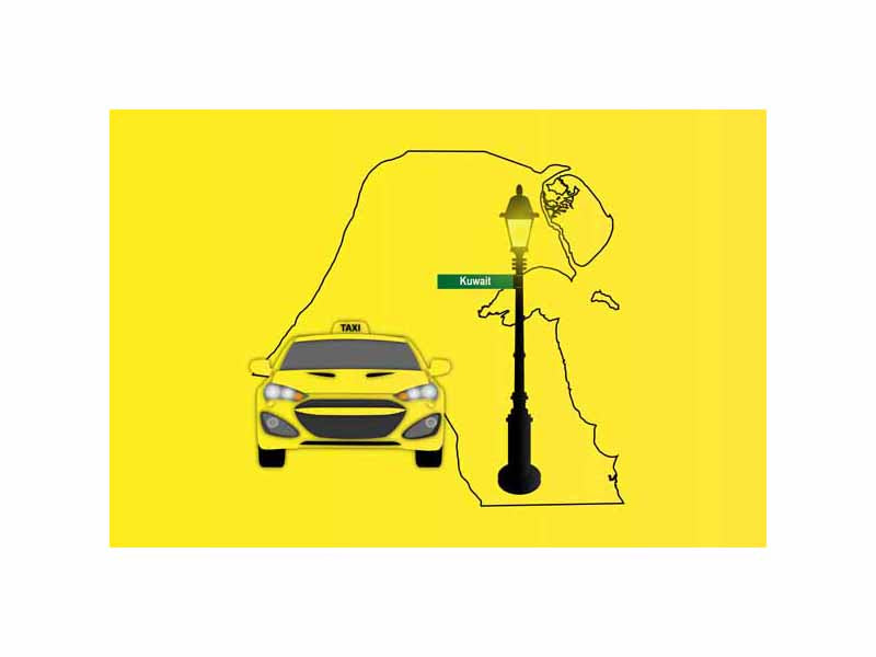 Kuwait World Yellow Taxi Vector Illustrations | Iconic Taxi & Urban Transportation Collection