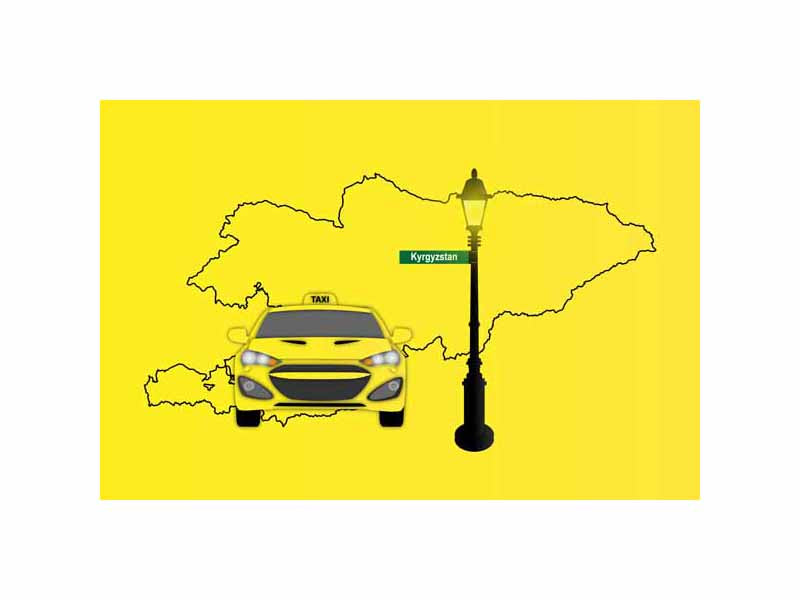 Kyrgyzstan Taxi Yellow Vector Illustration