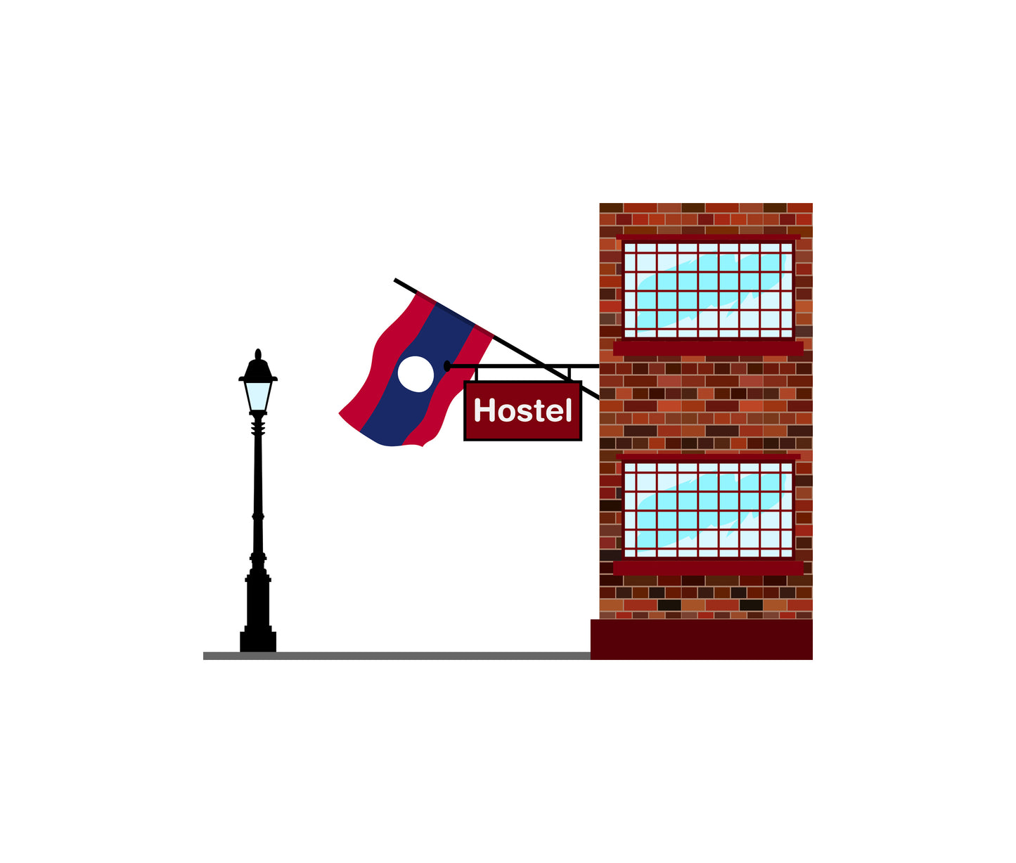 Laos Hostels Hotel Vector Illustration