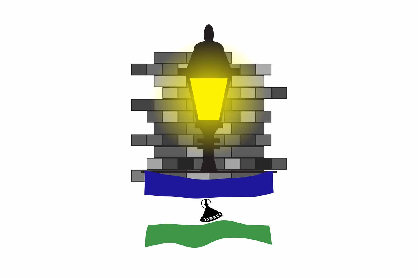 Lesotho World Street Lamp Bricks Dark Night Vector Illustrations | Moonlit Urban Landscape Collection