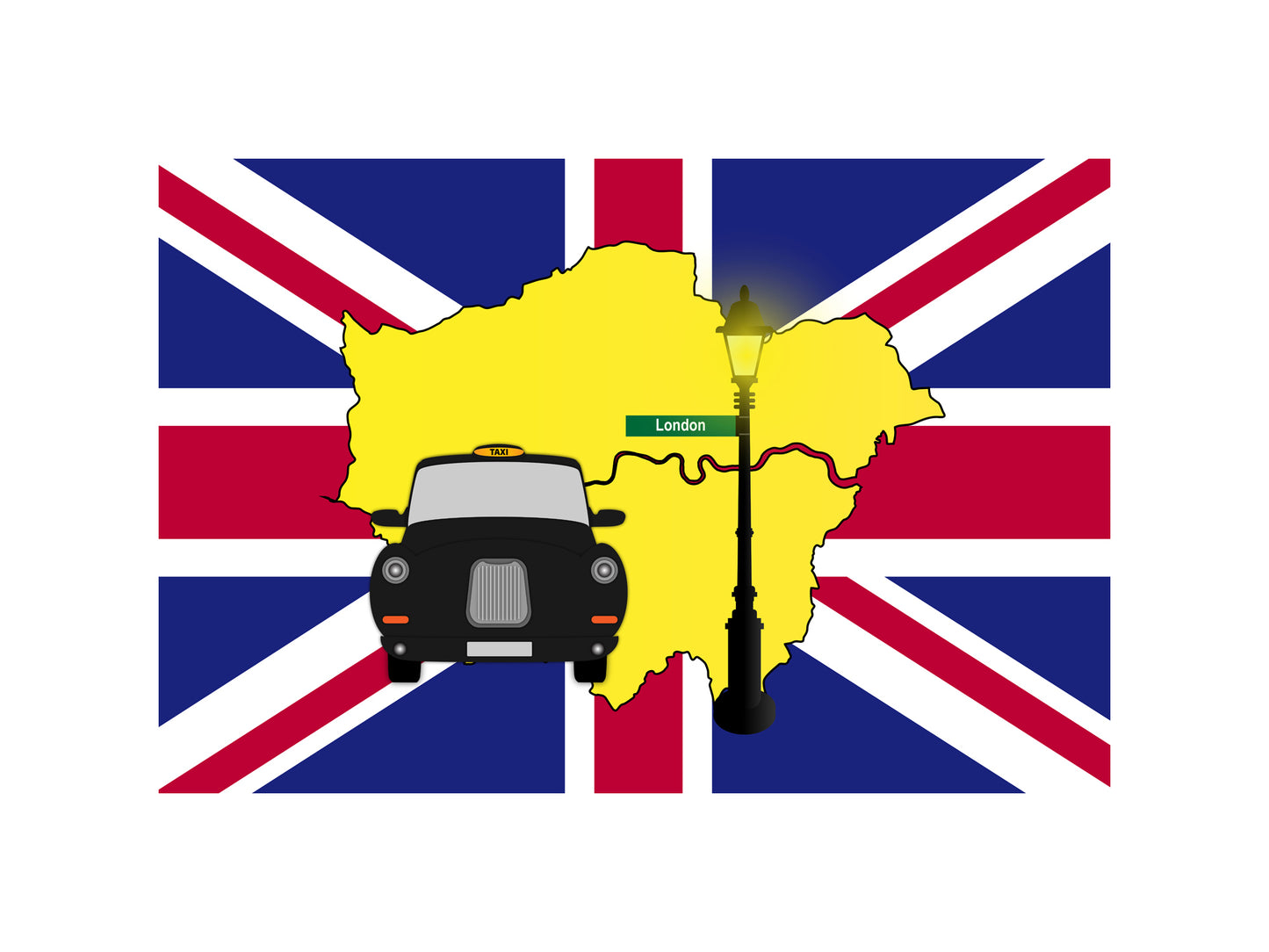 London United Kingdom Black Taxi Vector Illustrations | Iconic London Taxi Collection