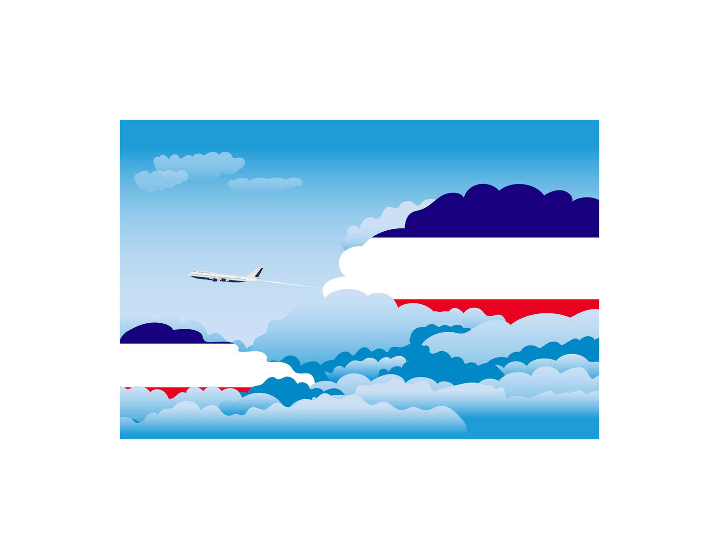Los Altos Airplane Day Clouds Vector Illustration | Travel & Aviation Sky Scene