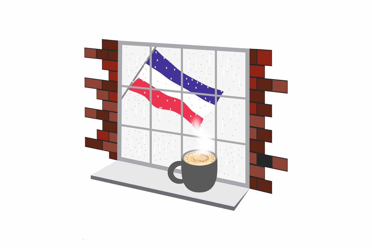 Los Altos Coffee Rain Window Vector Illustration | Cozy Café Scene