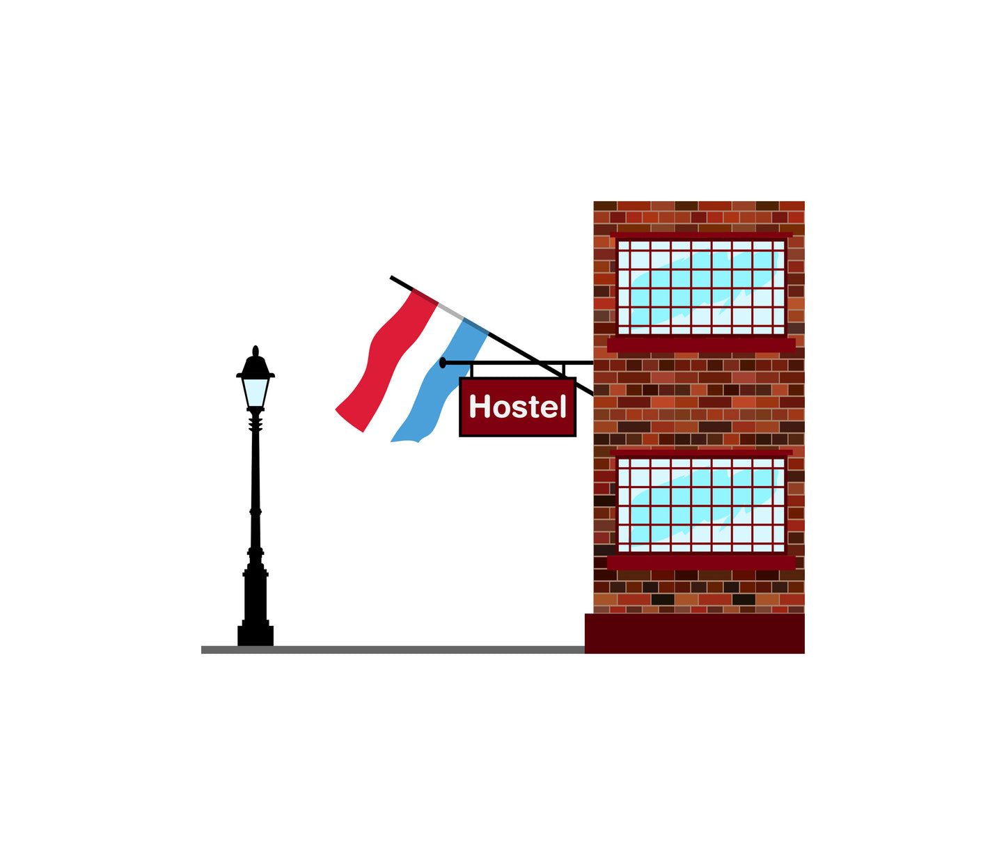 Luxembourg Hostels Hotel Vector Illustration